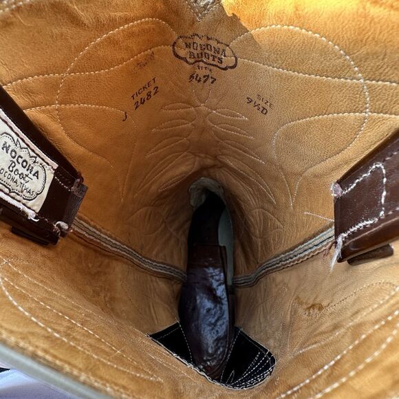 Rare Nocona Justin Patent Leather Cowboy Boots Mens 9.5 D Glossy Brown Tan‎ main image 7